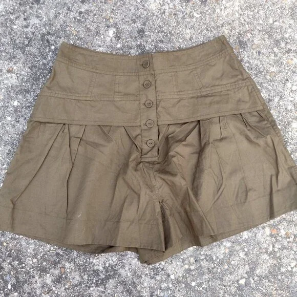 Ulla Johnson Marleigh A-Line Shorts Olive Cotton - Picture 2 of 6